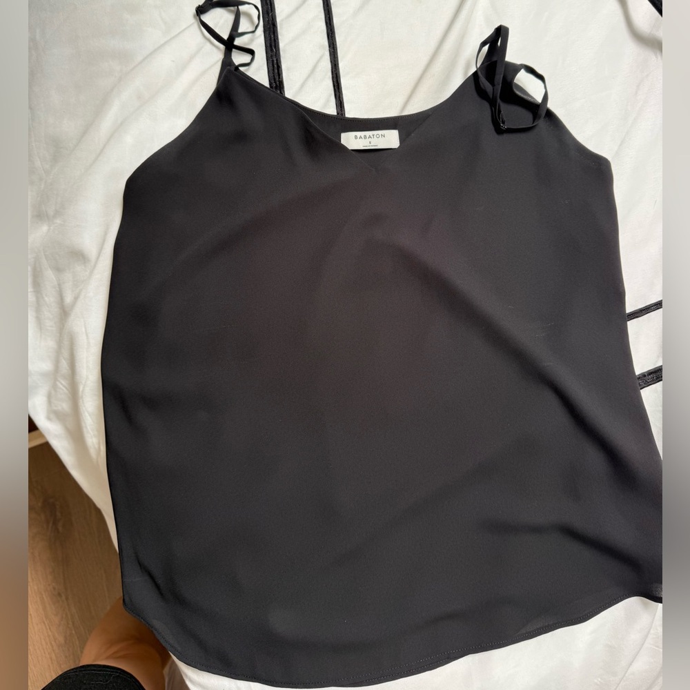 Babaton Black Silk-Blend Camisole with Adjustable Straps